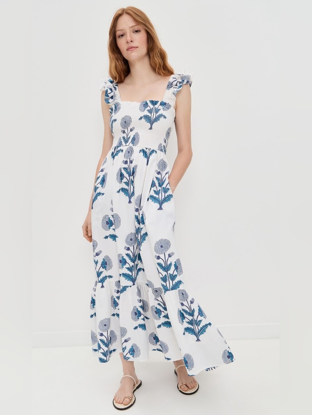 Marea By Liz Joy Sasco Dress Maxi Floral With Blue Print
